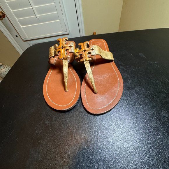 2633907_14?w=400 Tory Burch size 7.5 leather gold monroe sandal slipper